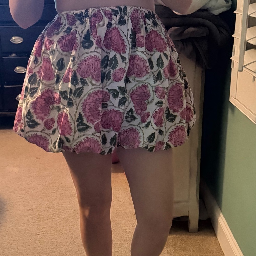 Block print bubble cotton mini skirt made in India size Small